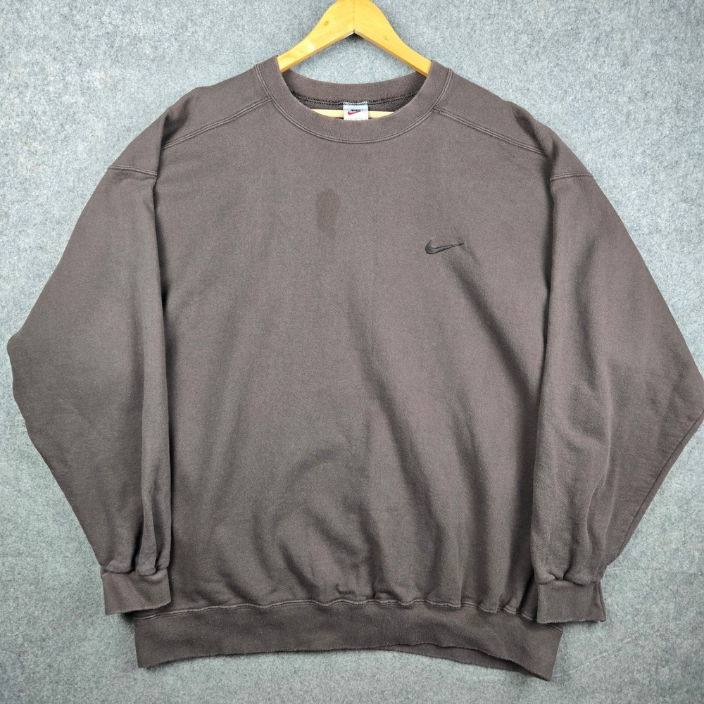 Vintage 90s Nike Sweatshirt Mens XXL Brown Swoosh Pullover Crewneck Y2K